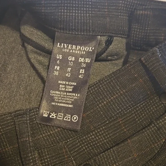 Liverpool Black and Grey Plaid Skinny Pants Size 6/28 - Picture 4 of 7